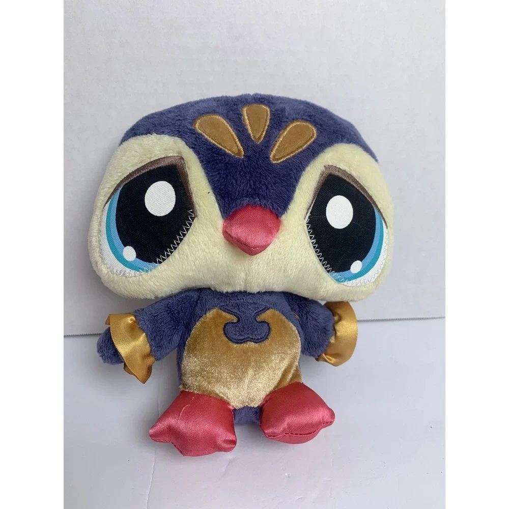 Littlest Pet Shop LPS Plush Penguin Purple Gold Satin Stuffed Animal Preloved
